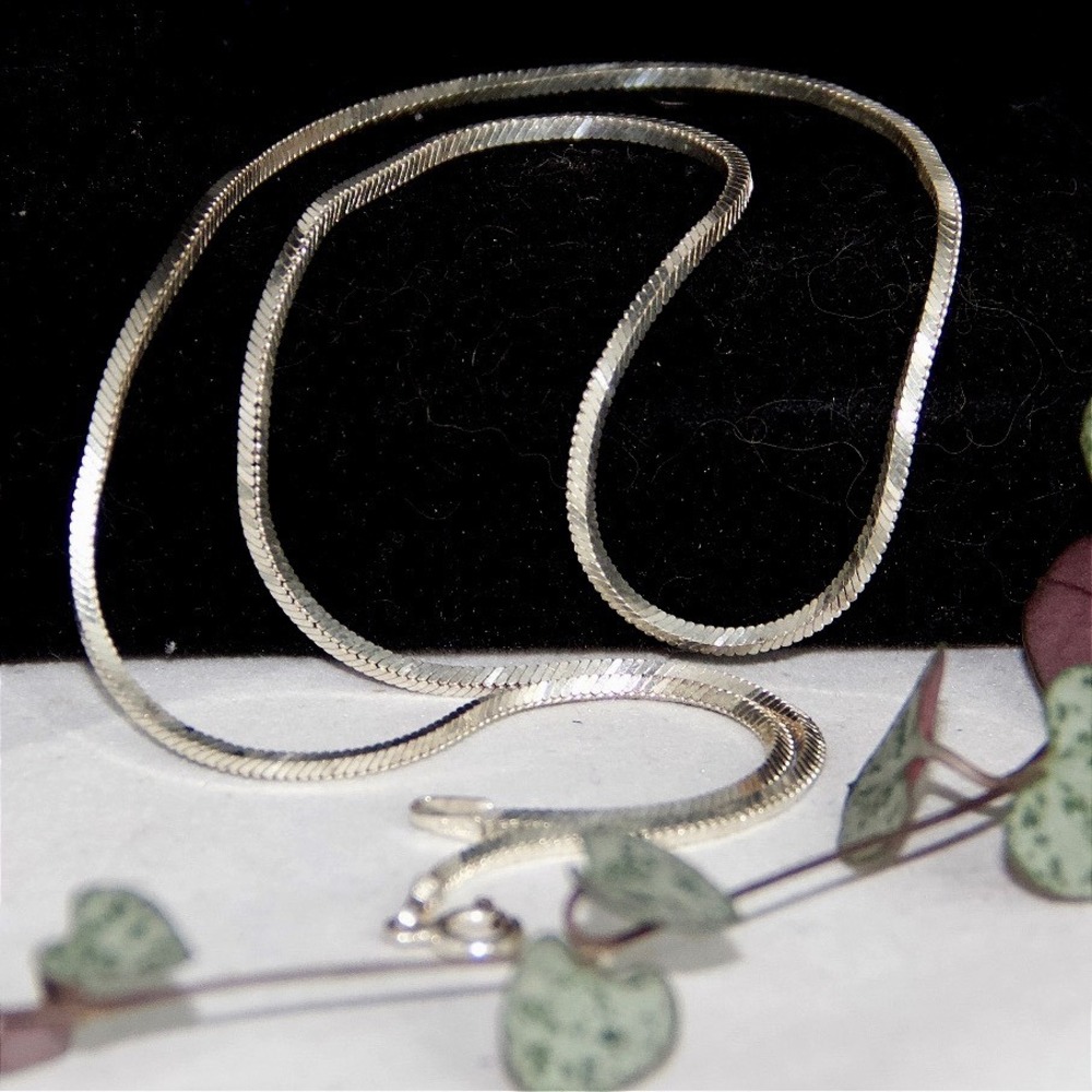 925 Sterling Silver Franco Chain‎ Necklace 1.7mm Square Link Italy 16 Inch